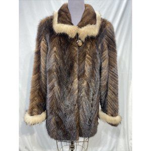 mahogany mink tails stroller w/ raccoon trim (46163)